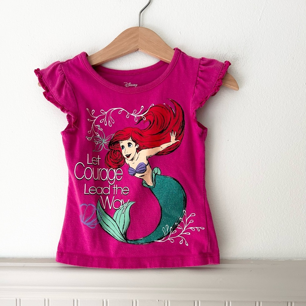 The Little Mermaid Girls 2T Ariel Disney Princess Fuchsia Pink Shirt